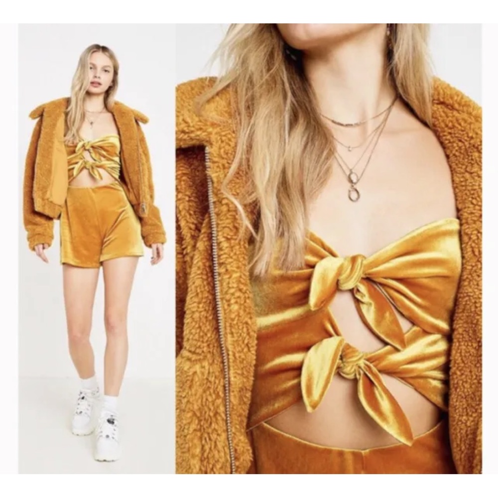 NWT Urban Outfitters Velvet Tie Front Romper Large
